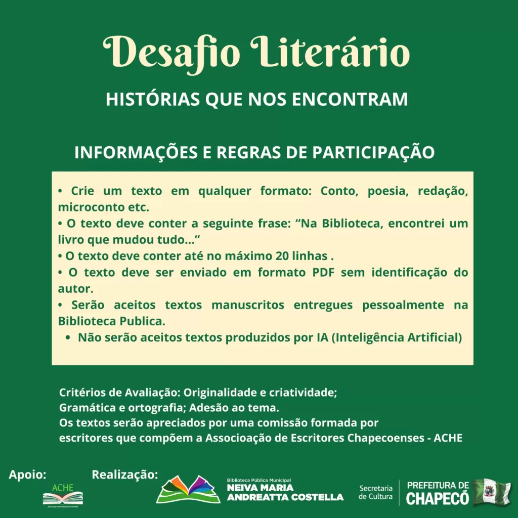 📚 Desafio Literário Chapecó: Biblioteca divulga finalistas e realiza premiação especial 1 image 3
